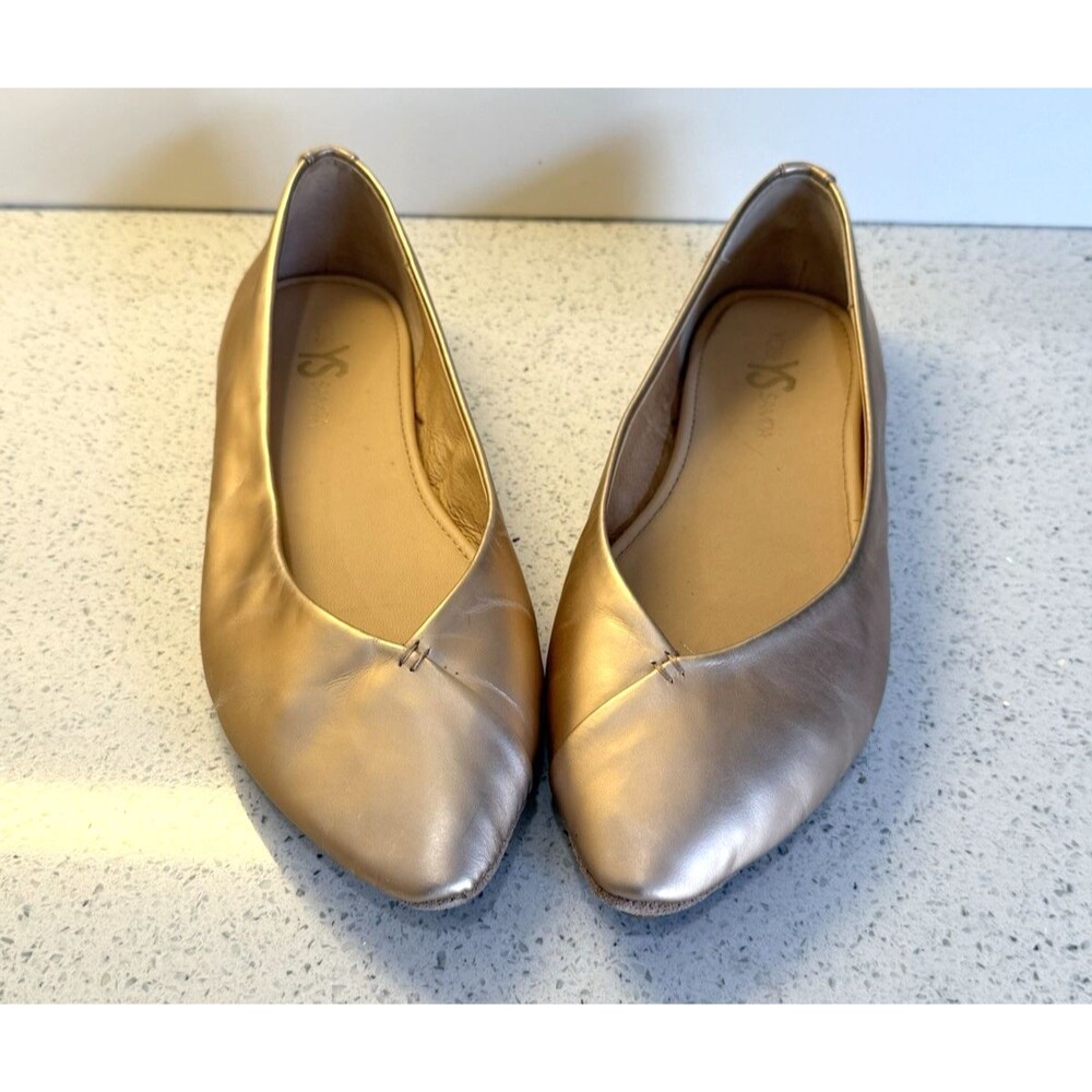 Yosi Samra Womens Valentina Flats Leather Metallic Rose Gold Slip On Mule Sz 9
